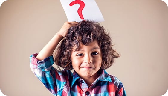 Kid with question mark note