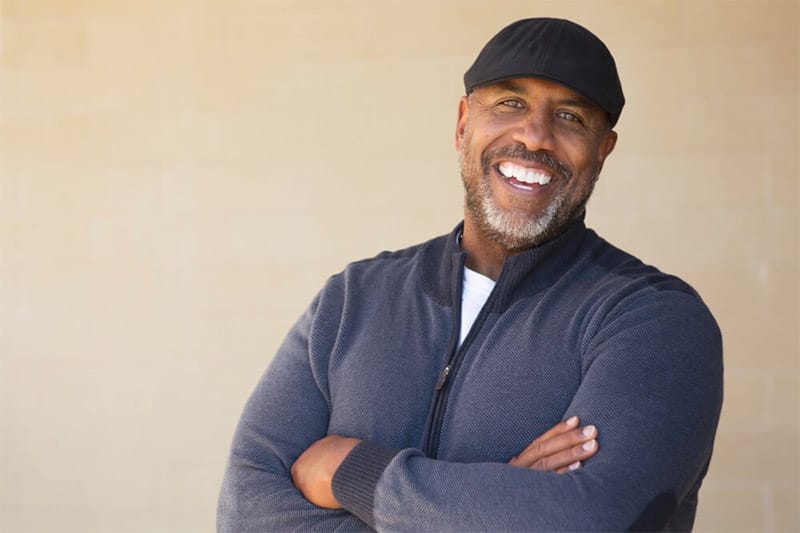 Man Smiling With Mouth Dryness Man Smiling With Mouth Dryness