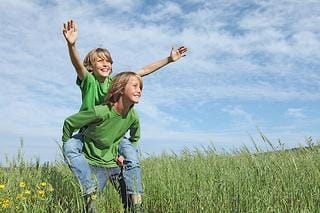Kids playing in Field